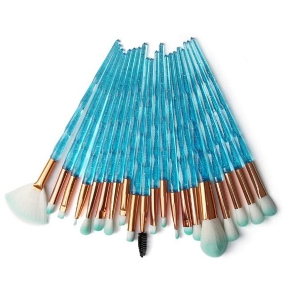 New 20pcs Diamond Makeup Brush Set Blue - Picture 2 of 3